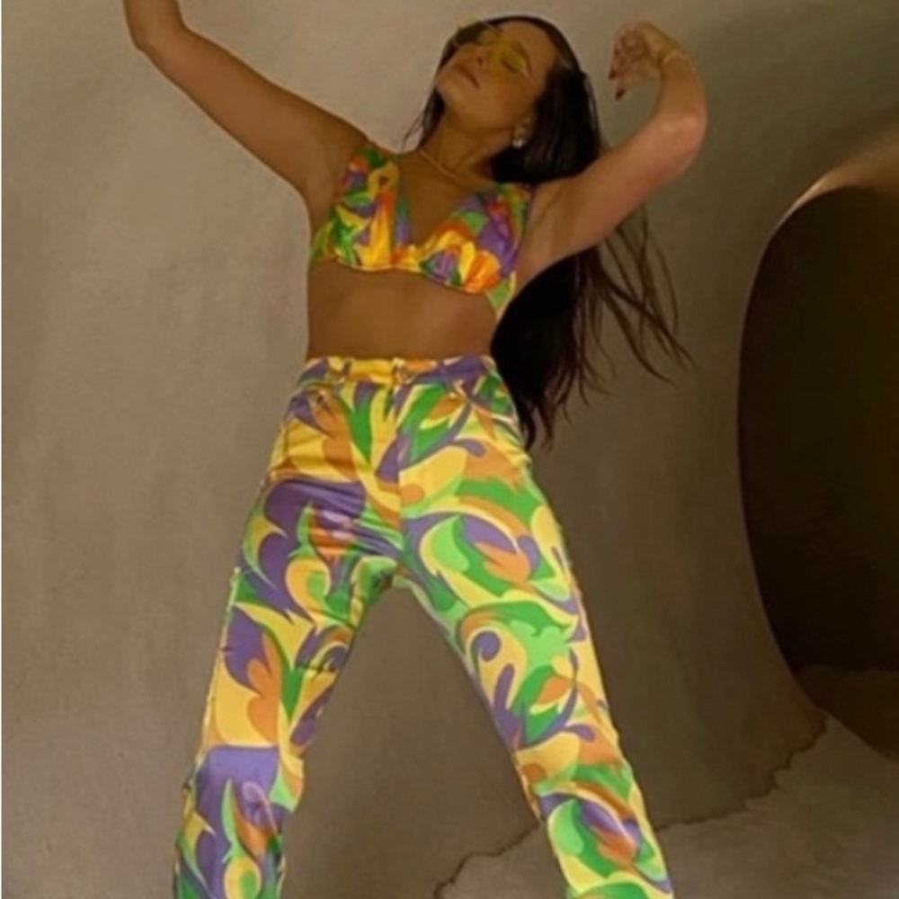 DANIELLE BERNSTEIN Underwire V neck Bra Top Bustier colorful NWT - Picture 6 of 6
